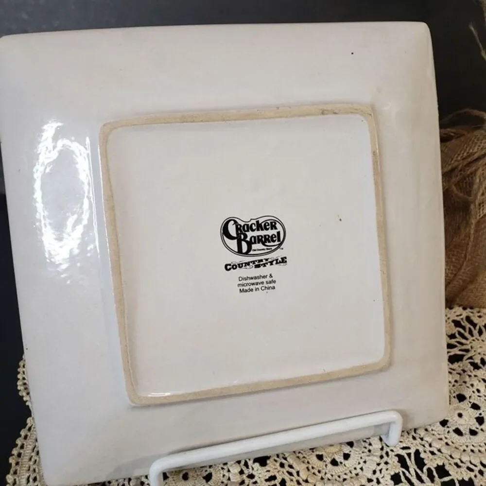 Beautiful Brown Paisley Square Horse Plate Cracker Barrel Equestrian Serving